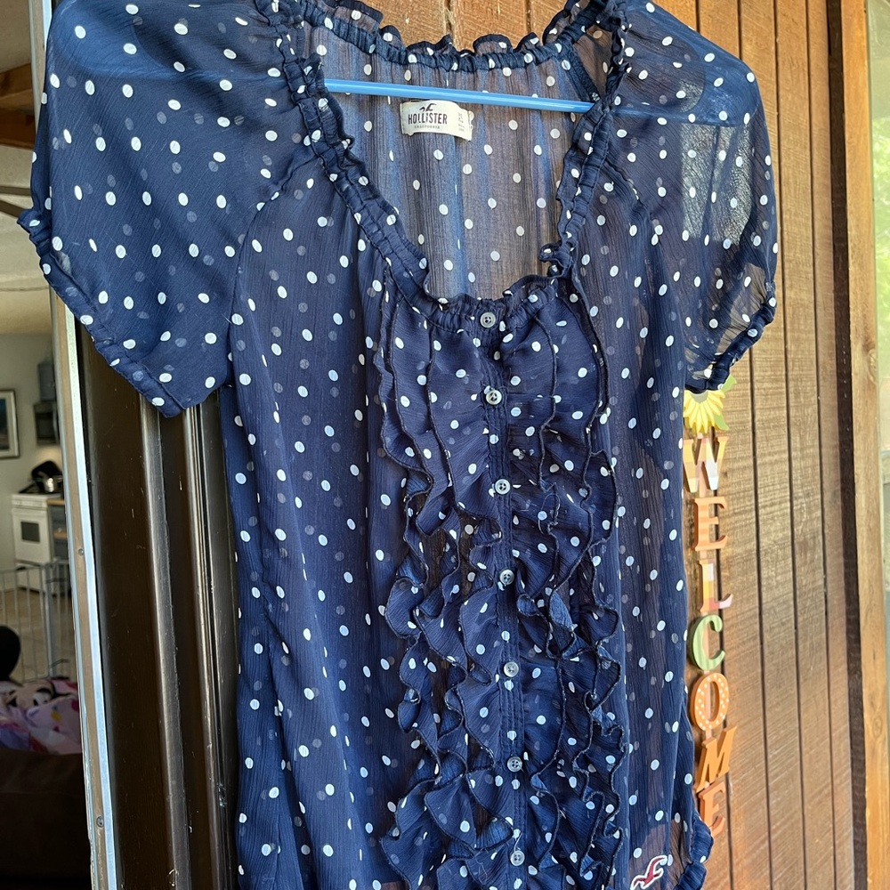 Hollister Navy Polka Dot Women's Top